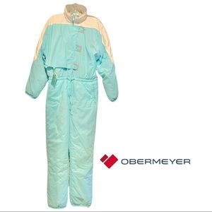 Vintage Obermeyer Ski Suit Snowsuit Snow Boarding Womens 14 Bib 90s Retro Pastel